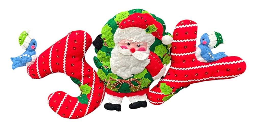 Bucilla Jolly Santa Felt Wall Hanging Decoration Christmas Joy